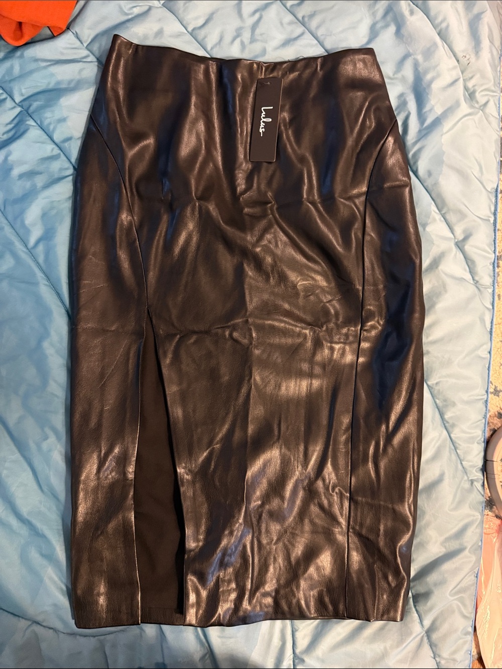 Lulu's Black Faux Leather High-Waist Pencil Skirt